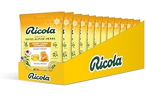 Ricola Honey Lemon and Echinacea Cough Drops Bag, Pack of 12, Naturally Effective Throat Lozenges, Cough Sweets,12 X 75 g