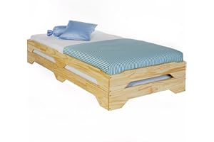 IDIMEX Ronny - Juego de 2 camas apilables para invitados (madera de pino maciza, 90 x 200 cm)