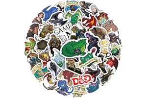 LYLSDSB Dungeons and Dragons Lot de 50 autocollants de jeu de dessin animé pour ordinateur portable, moto, vélo, téléphone, bagages, skateboard, voiture, guitare, graffiti pour adolescents, enfants
