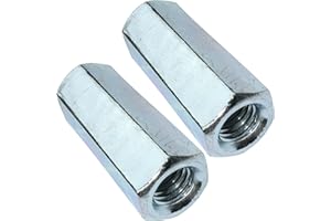 AERZETIX - C49601 - Juego de 2 Tuercas de acoplamiento hexagonales largas M12x50mm - tuerca de extensión prolongador - en acero al carbono con rosca métrica