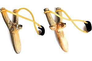 Outletdel ocio. Pack 2 tirachinas Artesanos de Madera Maciza. Diseños Ciervo y Jabali. Decorados a Mano. Uso Deportivo