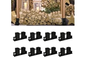 Cecaylie 8 Stück Holzstapelhilfe, Schwarz Stapelhilfe, Stabile Brennholz Holzstapelhalter, Kaminholz Gestell Holz Für Innen und Außen