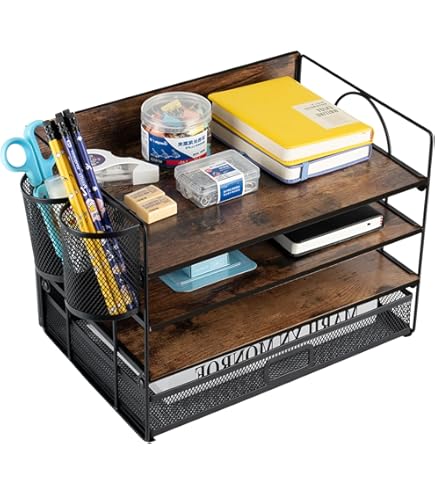 Clamp On Desk Shelf 2-Tier, Wood Shelving Unit For Office Desk/Gaming