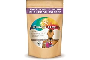 Mushroom Coffee - Dark Roast. Adaptogenic Coffee Super Blend 150g – Ground - With Lion’s Mane, Reishi, Collagen, Raw Cacao & MCT Oil Artisanal for Clarity, Focus & Energy - The Mindful Brew Co