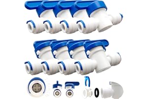 CESFONJER 8 PCS Ventile Wasserhähne, RO Wasserfilter Fitting, 6,35mm (1/4") Pushfit gerade Stecker für Wasserrohr, drücken, Kühlschrankschlauch
