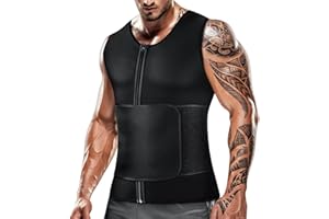 Cimkiz Mens Sauna Weste Herren Weste für Taille Trainer Reißverschluss Neopren Tank Top, einstellbare Sauna Workout für Reißverschluss Anzug