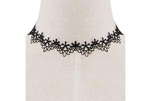 Atentuyi Spitzenhalsband Schwarzer Samt Choker Halsband Schwarzes Elastisches Stretch-Halsband Gothic Choker Vintage Viktorianisches Halsband Gothic-Schmuck Für Frauen Und Mädchen