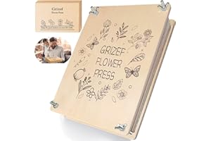 Grizef Grande presse à fleurs, 10 couches, 30 x 21 cm, kit de presse à fleurs en bois pour adultes et enfants, cadeau pour ceux qui aiment les fleurs pressées, arts et travaux manuels