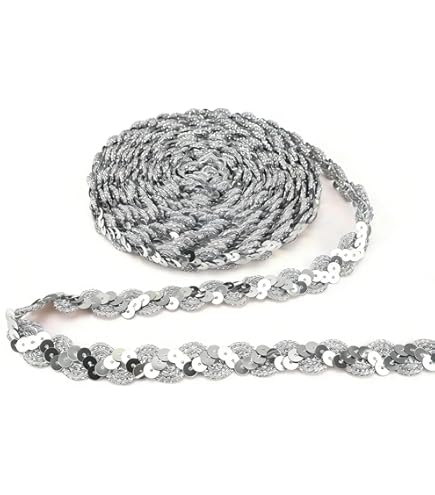 JANDH 25 m paillettenlint goud, pailletten trim, plat paillettenband glitter, gegolfd elastische pailletten voor podiumkostuums, gordijnen en hoeden voor doe-het-zelf (15 mm