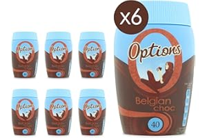 Options Belgian Chocolate Instant Hot Chocolate Powder 395g (6 Pack) – Perfect Low Calorie Treat