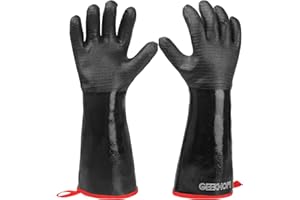 GEEKHOM BBQ Gloves, 18 Inch 500℃ Heat Resistant - Waterproof, Oil Resistant Long Sleeve Insulated for Grilling, Smoker, Cooking, Barbecue, Turkey Fryer, Oven Baking