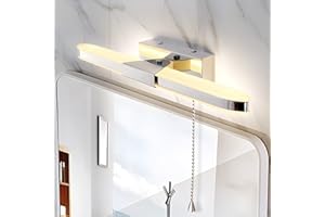 MantoLite LED Bathroom Wall Light with Pull Cord 15.75 Inches Picture Lights for Wall Mirror Lighting Fixtures for Hotel Restaurant Modern Reading Lamps 8W 3000K