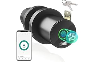 FITNATE Smart Lock - Manopola per porta con impronte digitali, biometrica, con controllo app, catenaccio intelligente Bluetooth, serratura digitale per camera da letto, casa, hotel, ufficio, colore: