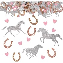 50 Pferde-Luftballons Für Cowgirl-Partys – Rosa, Weiß & Mit Konfetti – Perfekt Für Mädchengeburtstage