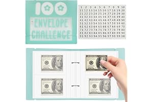 Classycoo 100 Envelope Challenge Binder,100 Envelope Savings Challenge Book,Budget Binder with Cash Envelopes,Easy and Funny Way to Save $5,050,Cash Binder Challenge (Green)