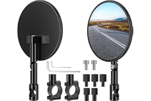 WildFun CNC Motorrad Spiegel E24 Geprüft, 360° Drehbar, 2 Stück Runde Lenkerendenspiegel, Motorradspiegel Kompatibel mit Meisten Motorrädern, ATV, Scooter, Roller