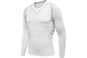 AMZSPORT Męska koszulka kompresyjna z długim rękawem do biegania warstwa bazowa