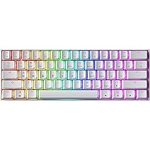 GK61 Mechanisch Gaming-toetsenbord - 61 toetsen Multi Color RGB Verlichte LED Backlit Bedraad Programmeerbaar voor PC/Mac Gamer (Gateron Optisch Zilver, Wit GK61 Mechanisch Gaming-toetsenbord - 61 toetsen Multi Color RGB Verlichte LED Backlit Bedraad Programmeerbaar voor PC/Mac Gamer (Gateron Optisch Zilver, Wit