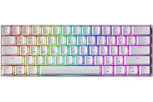 ‎GK61 GK61 Hot-Swap Mechanische Gaming-Tastatur - 61 Tasten Mehrfarbige RGB-LED-Hintergrundbeleuchtung für PC-/Mac-Spieler (Gateron Optical Yellow, Weiß)