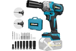Gisam Brushless Impact Wrench, 650N Impact Gun 1/2 Inch (Impact Wrench no Battery)