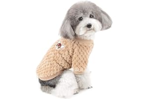 ZUNEA Suéter para Perros Pequeños Invierno Cálido Abrigo Jersey Forro Polar Muy Suave Ropa Mascotas Cachorros Clima Frío Ropa para Gatos Chihuahua Perro Niños Niñas Marrón L