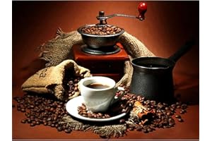 Trayosin Diamond Painting per adulti 5D Diamond Painting immagini con accessori fai da te 5D Diamond Painting per bambini, set completo di diamanti per decorazione della casa e della cucina (caffè, 40