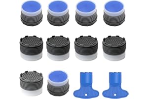 Aihoom 10 pcs Aérateurs de Robinet + 2 Clés, Accessoires pour Robinet, Embout M18.5, Plastique Mousseur pour Robinet, Mousseur Économiseur d'Eau pour Robinet de Cuisine et Salle de Bain