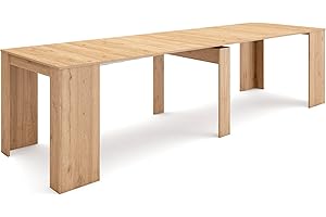 Skraut Home | Mesa Consola Extensible | Mesa Comedor Plegable | 300 | para 14 comensales | Comedor y Cocina | Estilo Moderno | Roble