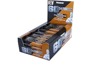 Weider Barra de Proteína 60%, Sabor Maní Salado Caramelo - Pack de 24 Unidades x 45 g - Total: 1080 g