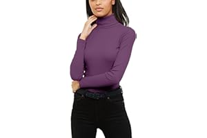 Re Tech UK Womens Jumpers Plain Ribbed Cotton Polo Turtle Roll Neck Tunic Top Long Sleeve Sweatshirt Ladies Winter Clothes Pullover Sweaters