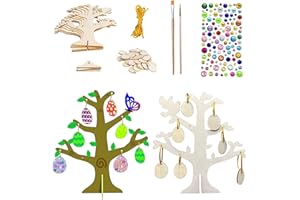 LIVESTN Ostereierbaum Bastelset, 6 Sets Ostern Basteln Deko 3D Baum Osterbastelset Kinder Ostern Basteln Holz Osterbasteln mit Ostereier aus Holz für Kinder Ostergeschenke Kinderparty