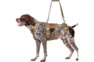 OneTigris Hundegeschirr, SKYEWALKER Unterstützung Geschirr, Einstellbares Hebegeschirr mit 2 Griffen für Unterstützung und Rehabilitation Geeignet für Mittelgroße und Große Hunde Braun L
