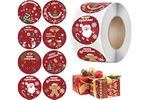 AJUNLKVDR 500 Stück Sticker Weihnachten,Aufkleber Weihnachten,Weihnachtsaufkleber Selbstklebend,Frohe Rolle Rund,Etiketten Mit Weihnachts Christmas,Kraft Papier Stickers,Weihnachtssticker Aufklebern Besondere