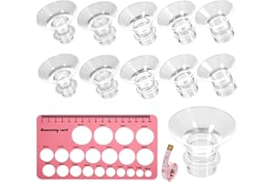 KAMHBE Flange Inserts 13/15/17/19/21mm 5 Size 10pcs Silicone Breast Pump Flange Insert with Double-Sided Nipple Ruler Electric Breast Pump Parts Replace