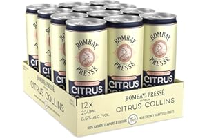 Bombay Sapphire Pressé Citrus Collins, 6.5% ABV, 12 x 25cl / 250 ml, Ready-To-Drink Pre-Mixed Cocktail Can, Created With London Dry Gin and Infused with the Natural Flavour of Mediterranean Lemons