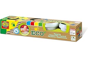 ‎SES SES Creative 24926 - Eco Fingerfarbe 4 Farben x 150ml, aus natürlichen Rohstoffen, Hautfreundlich, Auswaschbar, Recycelte Verpackung, 110 g (4er Pack)