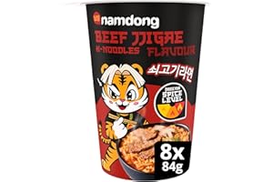 Namdong Beef Jjigae Noodle Pot Korean-Style Instant Noodles with a Sachet of Chilli Mix 8X 83 g