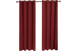 Deconovo Tende Oscuranti Totali, con Anelli, Termiche Isolanti, 140x270 CM, Rosso, 2 Pezzi, per Soggiorno e Camera da Letto