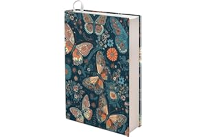 Kuiaobaty Folk Art Housse de protection à enfiler pour livre Motif papillons et fleurs