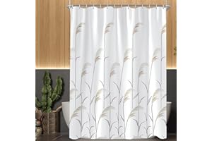 ‎LERORES Lerores Duschvorhang 120x200cm, Weizenohr Beschwerter Saum Antischimmel, Wasserabweisend, Waschbar Polyester Stoff Badevorhänge mit Ösen und 8 Duschvorhangringe für Badezimmer, Badewanne