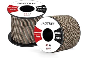 Brotree 2mm Paracord 3 Hebras 30M 100% Nylon Cuerda de Paracaídas para Al Aire Libre, Artesanía, Bricolaje - 90kg Carga de Rotura (Camuflaje Oculto)