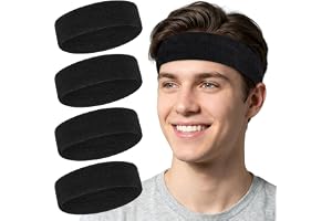 Cobee 4 stycken elastiskt pannband för män och kvinnor, halkfritt sport svettband panna sport pannband svettband svettband pannband hårband för jogging yoga cykling löpning