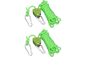 KGDUYC 2 Pezzi Paranco con tenditore per Corda, cricchetto con Corda da 4 m, puleggia con tenditore, Corde di tensionamento con Freno a Corda, Adatto per Campeggio, Tenda da Sole, Tenda, Verde
