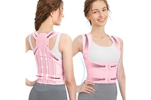 DAILIENFUS Rücken Geradehalter,Haltungskorrektur Rücken Damen Und Herren Verstellbare Haltung Korrektur Gurt Atmungsaktive Back Posture Corrector-Verstellbare Gerade Haltungstrainer (Rosa, M)