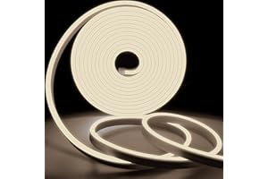KSIBNW Neon Outdoor LED Strip Light Waterproof IP65,32.8ft/10m 220v-240v LED Light Strip,Flexible Cuttable Rope Light Neon Strip Light for Bedroom Garden,Outdoor Indoor Decor, Natural White 4000K