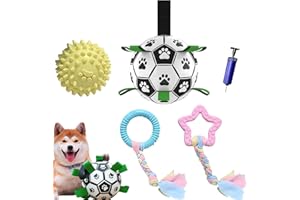 DALAETUS 5 Stück Hundespielzeug Set, Interaktives Hundeball mit Griff, Gummi Welpenspielzeug mit Interaktiven Baumwollseilen, Hundespielzeug Ball für Hunde, Hundefußball für Drinnen und Draußen