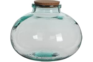 MICA DECORATIONS Bote DE Cristal Redondo Olly con TAPÓN DE Corcho