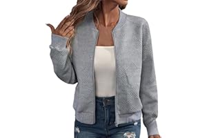 TRIGLICOLEUM Bomberjacke Damen Blouson Sommerjacke Leichte Reißverschluss Sweatjacke Kurz Pilotenjacke Einfarbig Jacke Dünne Langarm Übergangsjacke College Jacket Mädchen Fliegerjacke Sommer Damenjacke Wanderjacke