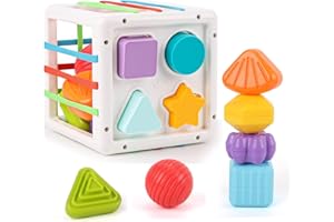LZDMY Juguetes Montessori Bebes 6-12 Meses de Aprendizaje con Bloques Sensoriales, Juegos Educativos de Clasificación de Formas, Regalo Niños Cumpleaños, Reyes Magos, Navidad