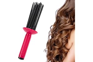 ZOUWEL Curling Roll Comb,Curly Hair Brush,Air Volume Comb,Hair Fluffy Curling Roll Comb,17 Teeth Round Curly Hair Comb Styler,Hair Curler Curling Roller,Hair Styler Comb for Women Girls (Rose)